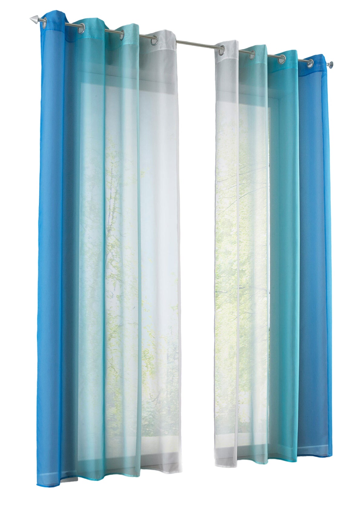 2er Pack Gardinen Vertikal Farbverlauf Druck Transparent »Modena« mit Ösen und Raffhalter, Vorhang, Dekoschal 10000183 Gardinen Set 10000183blautoene-crop | gerdinenbox.com