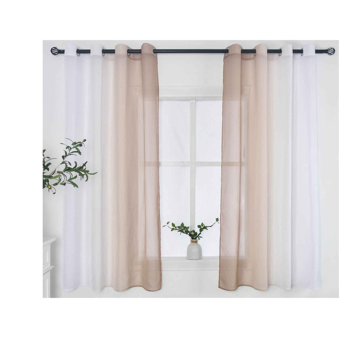 2er Pack Gardinen Vertikal Farbverlauf Druck Transparent »Modena« mit Ösen und Raffhalter, Vorhang, Dekoschal 10000183 Gardinen Set 10000183brauntoene-145crop_d7d3743e-1d70-4ae5-aeb1-fe5a62e40ff7 | gerdinenbox.com