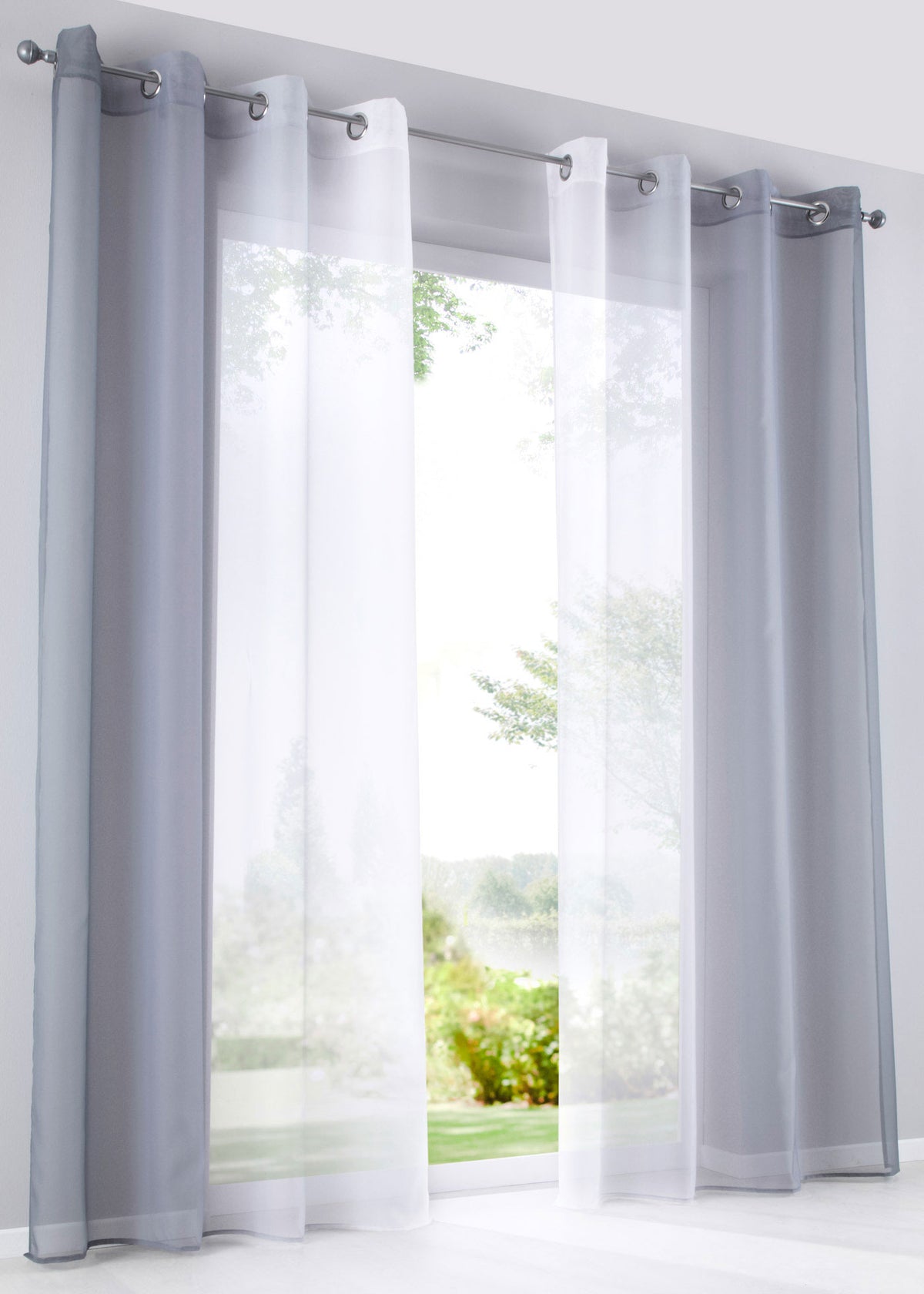 2er Pack Gardinen Vertikal Farbverlauf Druck Transparent »Modena« mit Ösen und Raffhalter, Vorhang, Dekoschal 10000183 Gardinen Set 10000183grautoene_b3fe2883-bd59-45c4-8c96-6fb46fd16eab | gerdinenbox.com