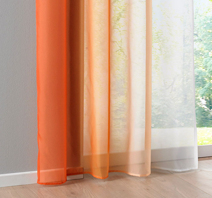 2er Pack Gardinen Vertikal Farbverlauf Druck Transparent »Modena« mit Ösen und Raffhalter, Vorhang, Dekoschal 10000183 Gardinen Set 10000183orange_d1 | gerdinenbox.com