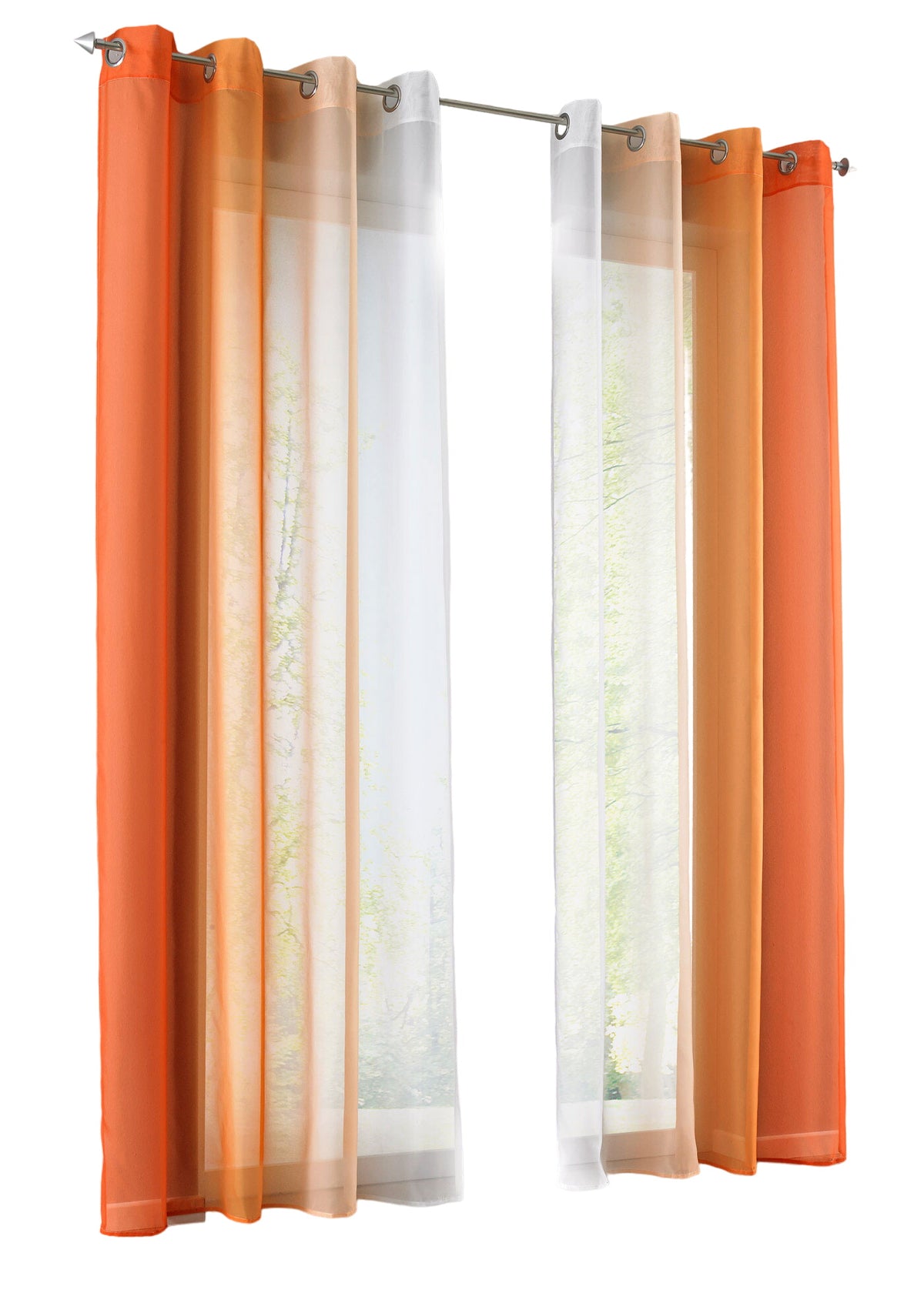 2er Pack Gardinen Vertikal Farbverlauf Druck Transparent »Modena« mit Ösen und Raffhalter, Vorhang, Dekoschal 10000183 Gardinen Set 10000183orangetoene-crop_c76cfdbf-f9d5-4b24-8f0a-7f7d68167f75 | gerdinenbox.com