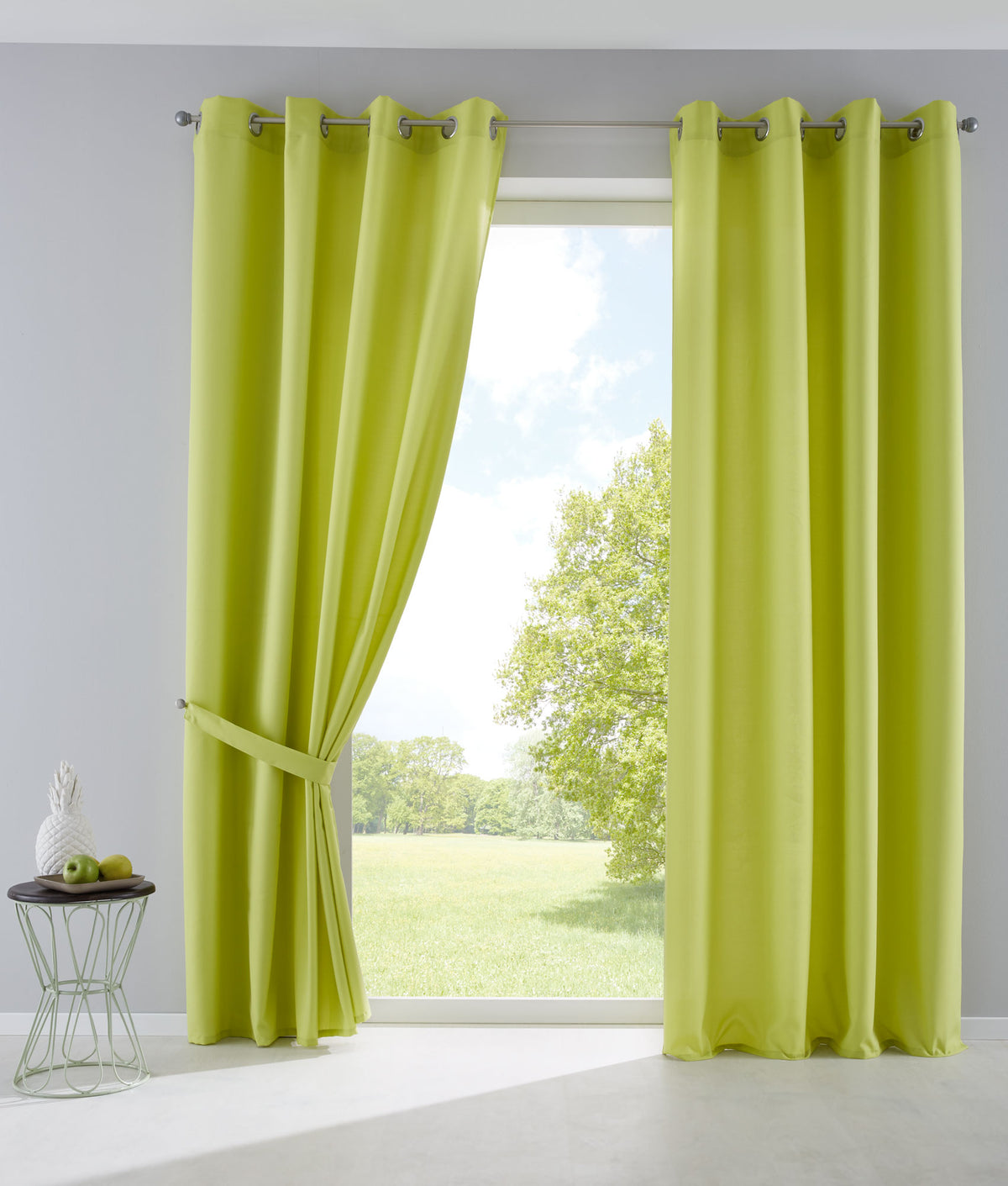 2er Set Vorhänge Blickdicht Gardinen Matt Lichtdurchlässig »PALERMO« mit Ösen und Raffhalter Dekoschal 10000265-2 Limette HxB 245x140 cm Vorhang Set 10000265-2limette_3d02c533-ca95-4c76-b132-17dc4075a5e9 | gerdinenbox.com