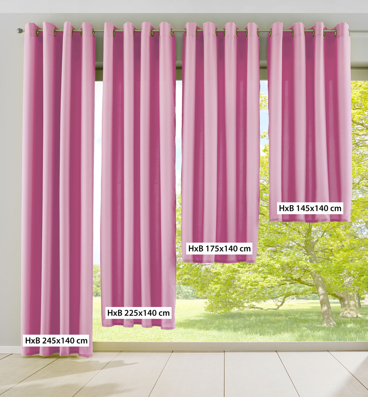 2er Set Vorhänge Blickdicht Gardinen Matt Lichtdurchlässig »PALERMO« mit Ösen und Raffhalter Dekoschal 10000265-2 Vorhang Set 10000265size_rosa | gerdinenbox.com