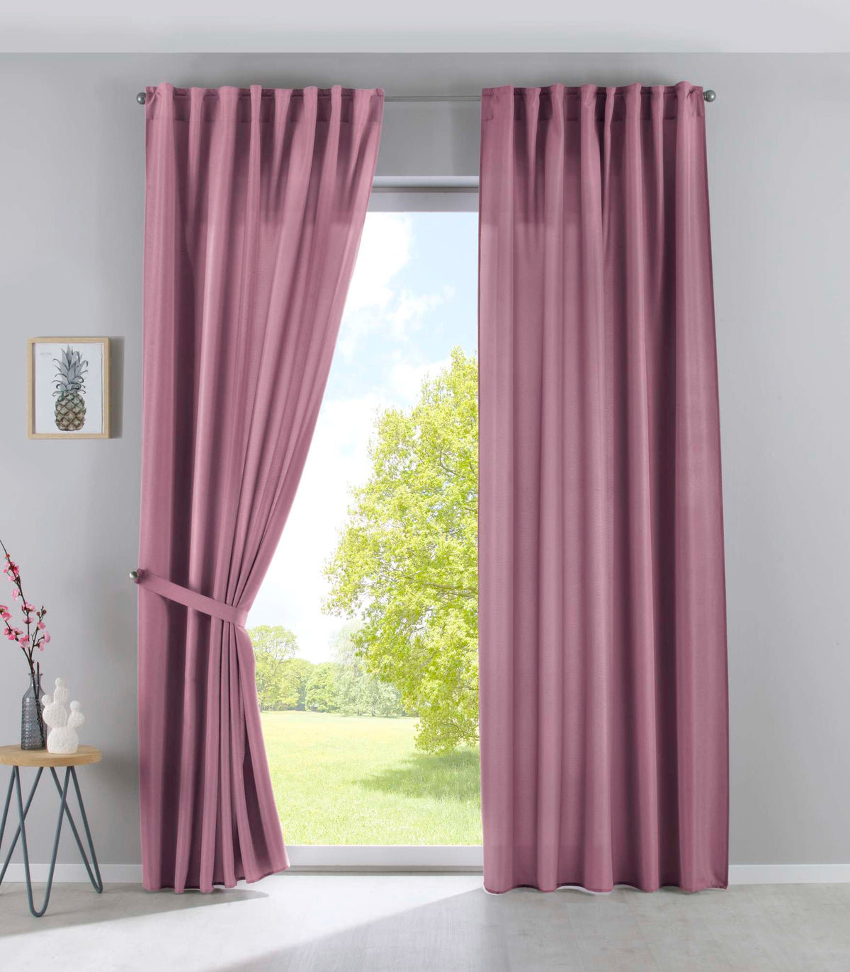 2er Set Vorhänge Verdeckte Schlaufen Cationic »JENA« Blickdicht Leinen Optik Gardinen Meliert Gardinenband mit Raffhalter 2019037-2 Altrosa HxB 250x140 cm Vorhang Set 2019037-2altrosa | gerdinenbox.com