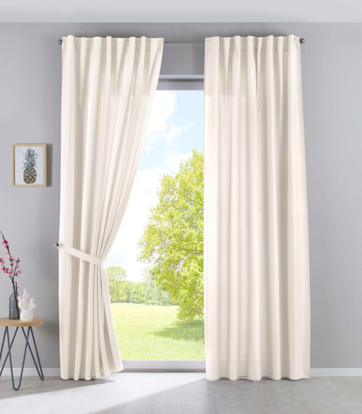 2er Set Vorhänge Verdeckte Schlaufen Cationic »JENA« Blickdicht Leinen Optik Gardinen Meliert Gardinenband mit Raffhalter 2019037-2 Creme HxB 250x140 cm Vorhang Set 2019037-2creme | gerdinenbox.com