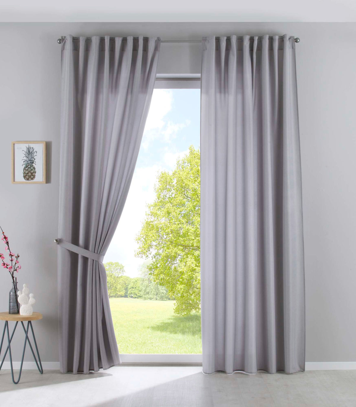 2er Set Vorhänge Verdeckte Schlaufen Cationic »JENA« Blickdicht Leinen Optik Gardinen Meliert Gardinenband mit Raffhalter 2019037-2 Silber HxB 250x140 cm Vorhang Set 2019037-2silber | gerdinenbox.com