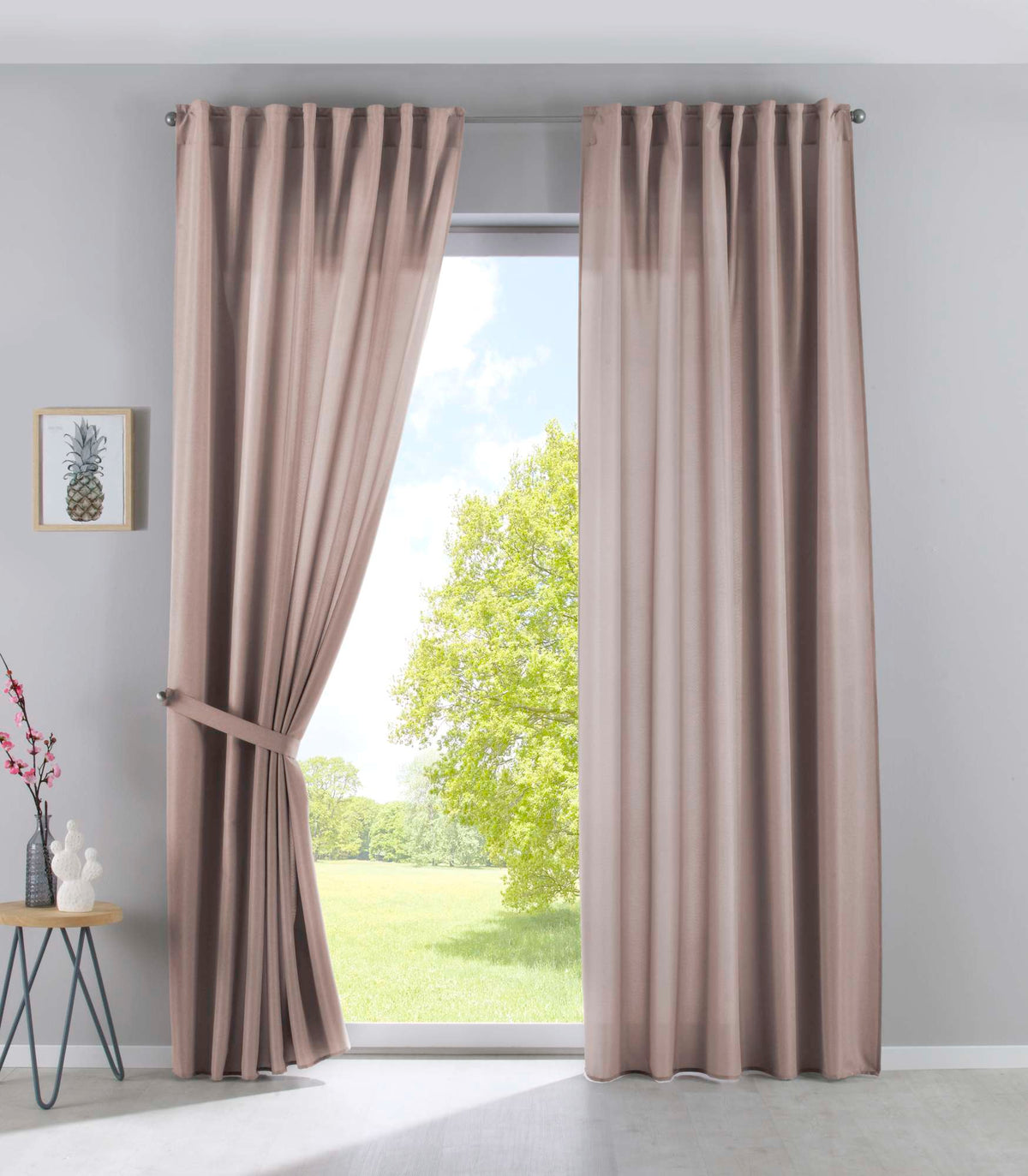 2er Set Vorhänge Verdeckte Schlaufen Cationic »JENA« Blickdicht Leinen Optik Gardinen Meliert Gardinenband mit Raffhalter 2019037-2 Taupe HxB 145x140 cm Vorhang Set 2019037-2taupe_0c56c5fa-aefe-4cd3-bd2f-ec174d4cd51a | gerdinenbox.com