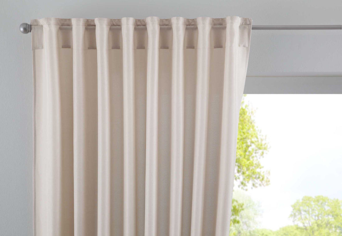 Vorhang Verdeckte Schlaufen Cationic »JENA« Blickdicht Leinen Optik Gardine Meliert Gardinenband mit Raffhalter 2019037 Sand HxB 225x140 cm Vorhang 2019037sand | gerdinenbox.com