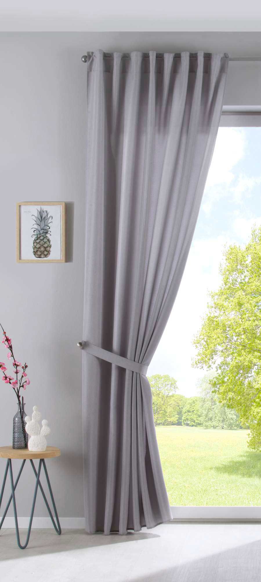 Vorhang Verdeckte Schlaufen Cationic »JENA« Blickdicht Leinen Optik Gardine Meliert Gardinenband mit Raffhalter 2019037 Vorhang 2019037silber-raff_4a3f5121-2894-4307-8553-82d9562cc4c5 | gerdinenbox.com