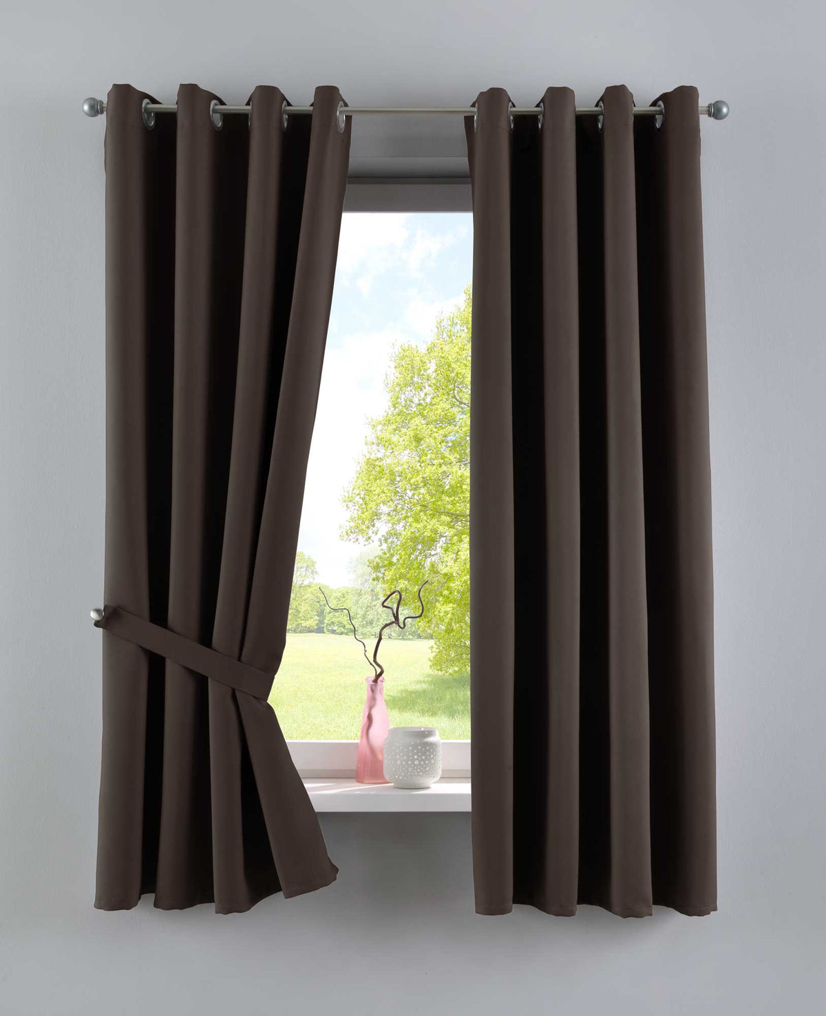 Vorhänge Blickdicht »NewYork« 2er-Pack Thermo-Gardinen Verdunkelungsvorhang Blackout Ösen schalldämmend UV-Schutz Raffhalter 201920600-2 Braun HxB 160x140 cm Vorhang Set 201920600-2braun-160 | gerdinenbox.com