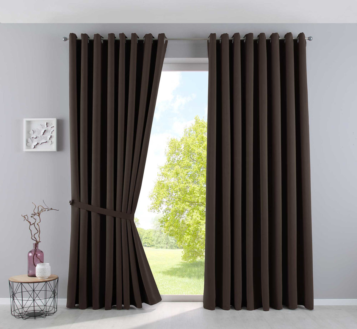 Vorhänge Blickdicht »NewYork« 2er-Pack Thermo-Gardinen Verdunkelungsvorhang Blackout Ösen schalldämmend UV-Schutz Raffhalter 201920600-2 Braun HxB 245x295 cm Vorhang Set 201920600-2braun-295_f39c0b80-af90-4704-a528-bb78a0699569 | gerdinenbox.com