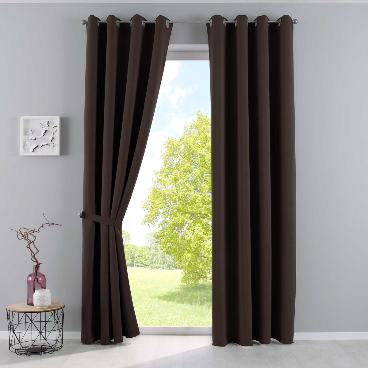 Vorhänge Blickdicht »NewYork« 2er-Pack Thermo-Gardinen Verdunkelungsvorhang Blackout Ösen schalldämmend UV-Schutz Raffhalter 201920600-2 Braun HxB 245x140 cm Vorhang Set 201920600-2braun | gerdinenbox.com