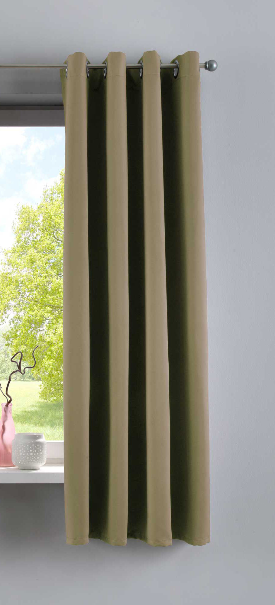 Vorhang Blickdicht »NewYork« 1er-Pack Thermo-Gardine Verdunkelungsvorhang Blackout Ösen schalldämmend UV-Schutz Raffhalter 201920600 Oliv HxB 160x140 cm Vorhang 201920600oliv-160 | gerdinenbox.com