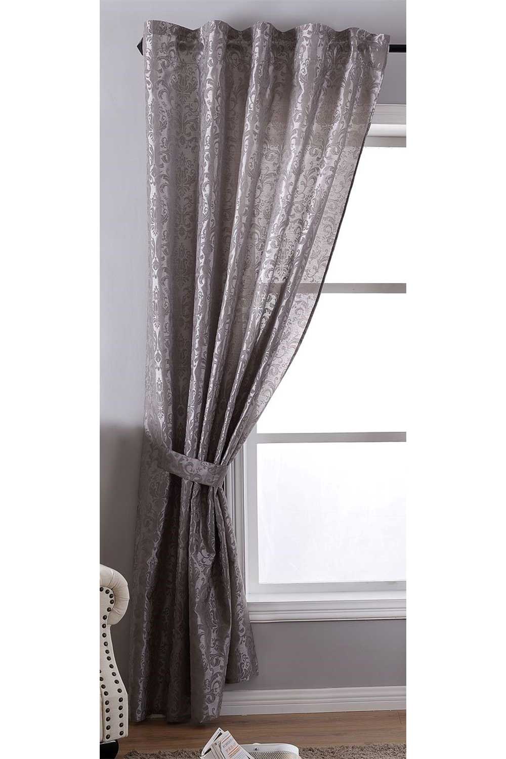 Vorhang Wildseide Optik blickdicht Flockfasern Deko gemustert, blickdicht mit verdecktem Schlaufenband 20200-20210 Grau Barock 1er Set HxB 245x140 cm Vorhang 20200-20210grau_barock | gerdinenbox.com