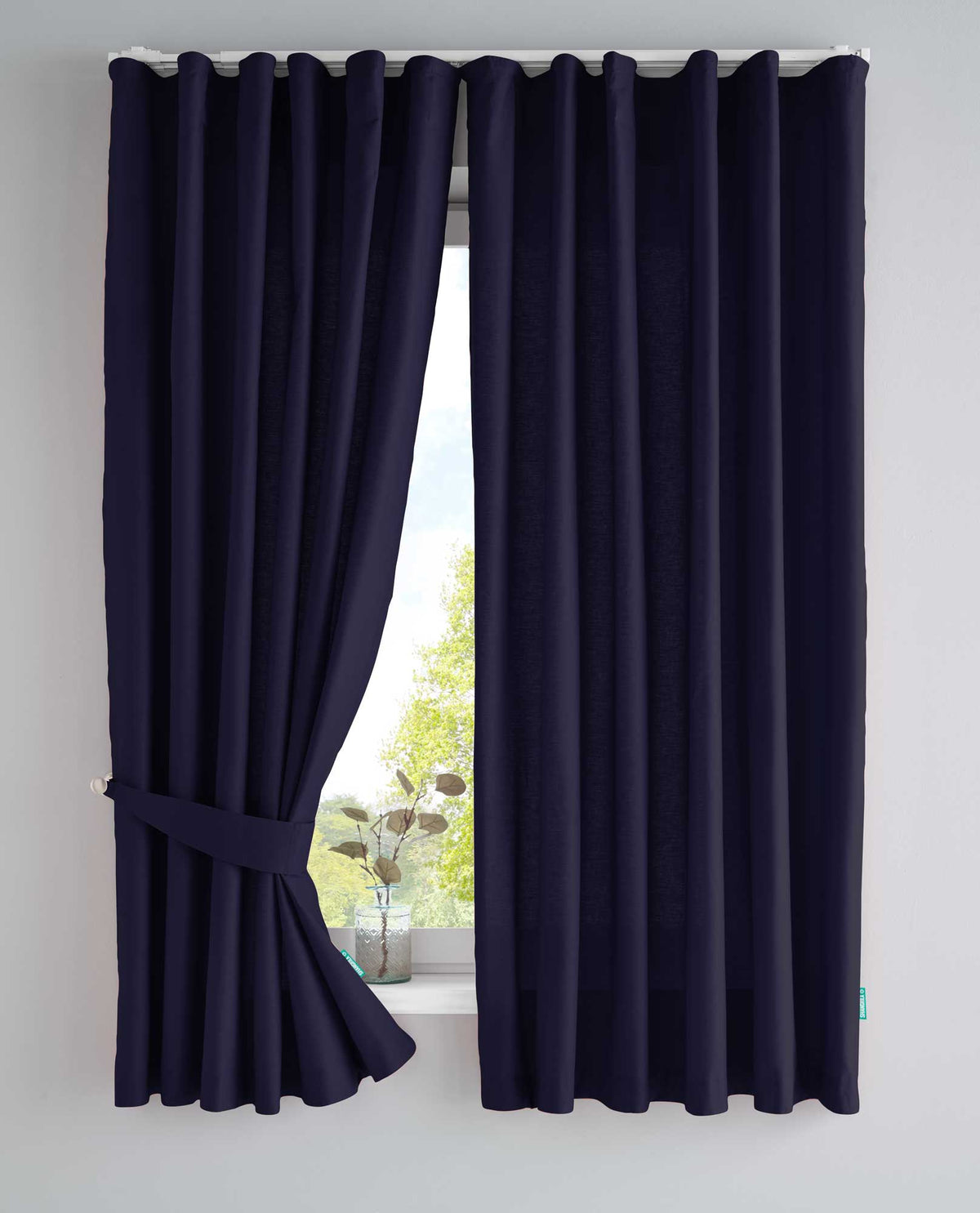 2er Set Bio Organic Vorhänge »Bremen« Reine Bio Baumwolle Blickdicht Gardinen Verdeckte Schlaufen Gardinenband Pflegeleicht 202088 Dunkelblau HxB 160x145 cm Vorhang Set 202088dunkelblau-160 | gerdinenbox.com