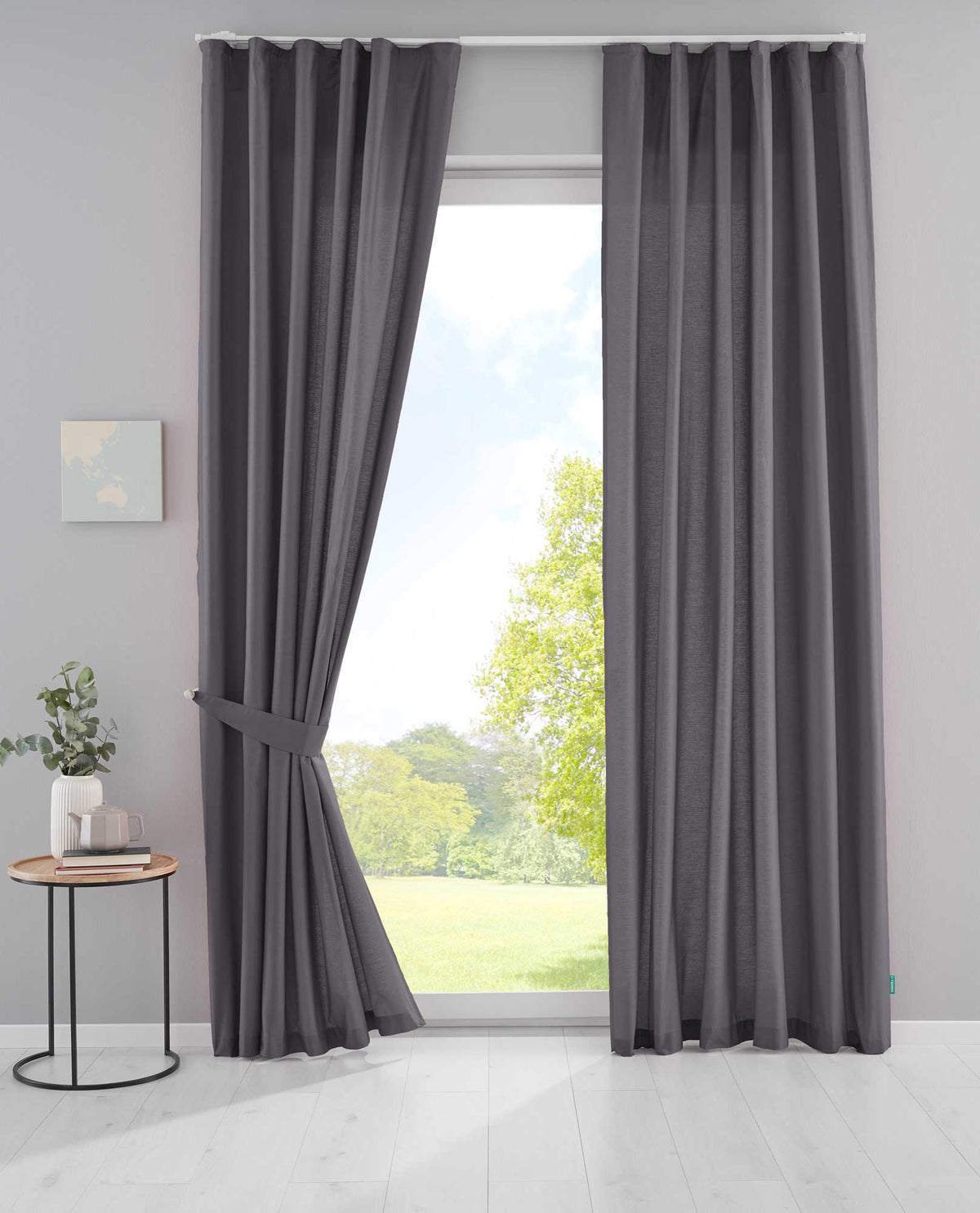 2er Set Bio Organic Vorhänge »Bremen« Reine Bio Baumwolle Blickdicht Gardinen Verdeckte Schlaufen Gardinenband Pflegeleicht 202088 Dunkelgrau HxB 225x145 cm Vorhang Set 202088dunkelgrau | gerdinenbox.com