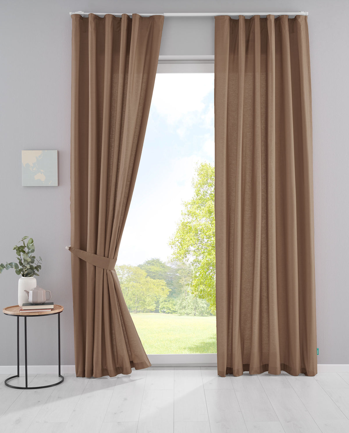 2er Set Bio Organic Vorhänge »Bremen« Reine Bio Baumwolle Blickdicht Gardinen Verdeckte Schlaufen Gardinenband Pflegeleicht 202088 Taupe HxB 225x145 cm Vorhang Set 202088taupe | gerdinenbox.com