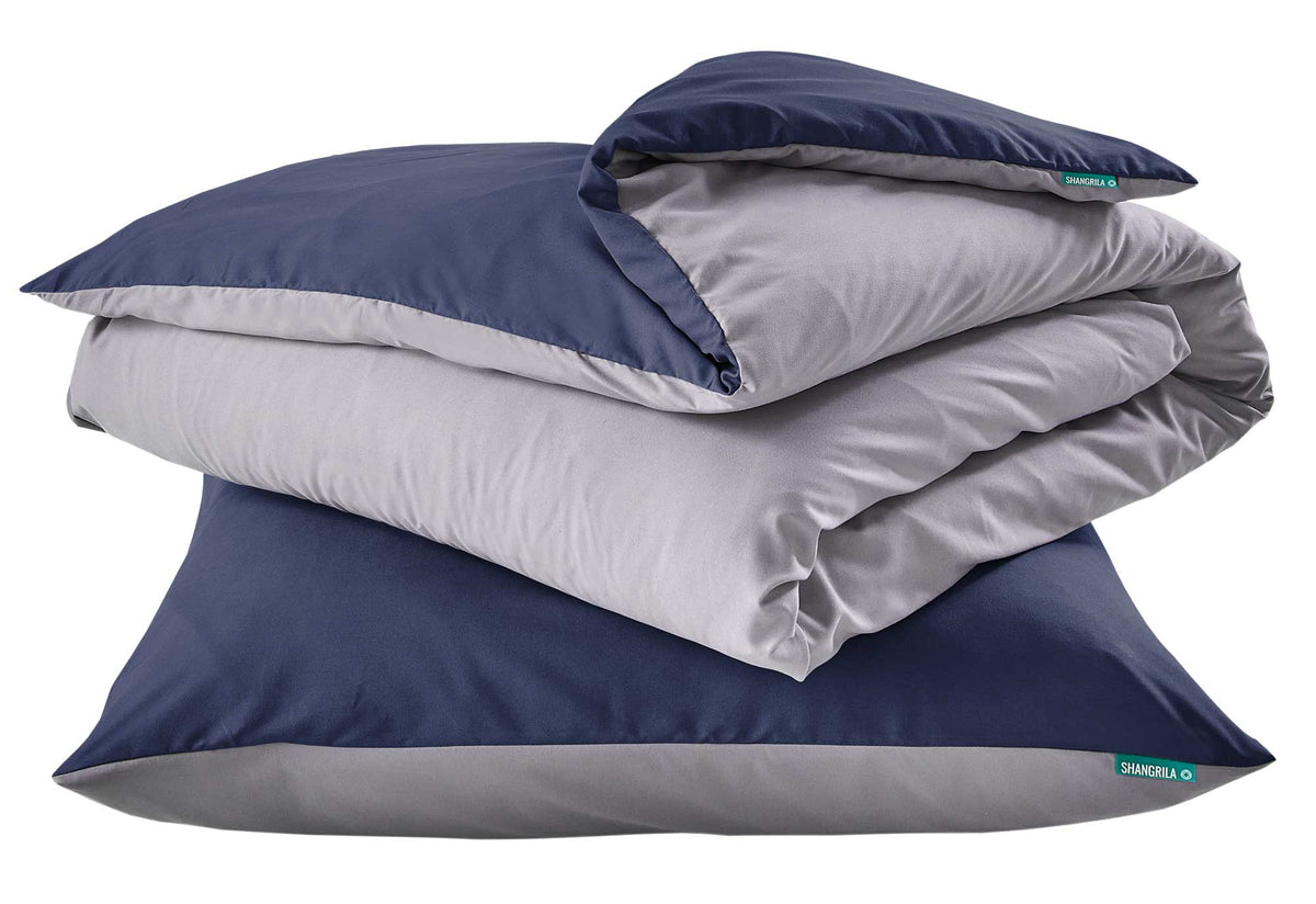 Bettwäsche Set Microsatin »Berlin« Kissenbezug Bettbezug Reißverschluss Hautfreundlich 202090 Dunkelblau Grau BxL 135x200 cm Bettwäsche 202090dunkelblau_grau | gerdinenbox.com