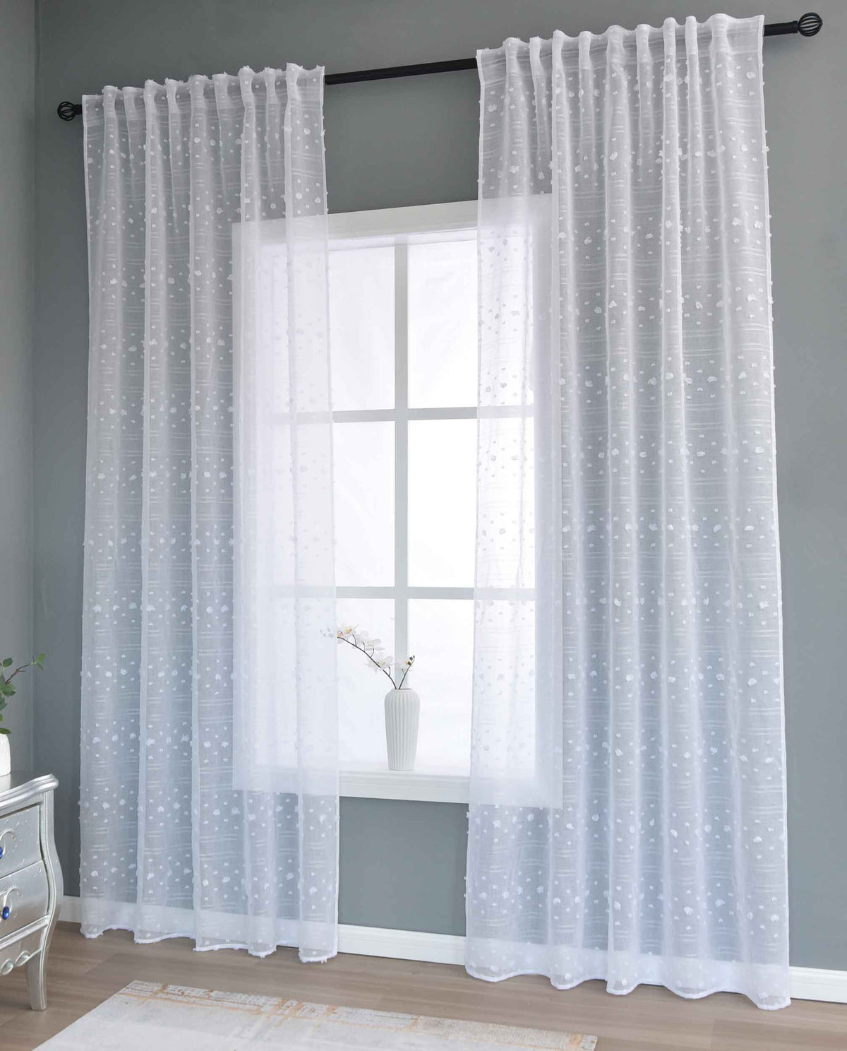 2er Set Gardine »VALENCIA« Multiband Aufhängung Scherli Transparent Leinen-Optik 2023400-408S-2 Natur Pompom Gardinen Set 2023400-408S-2natur_pompom | gerdinenbox.com