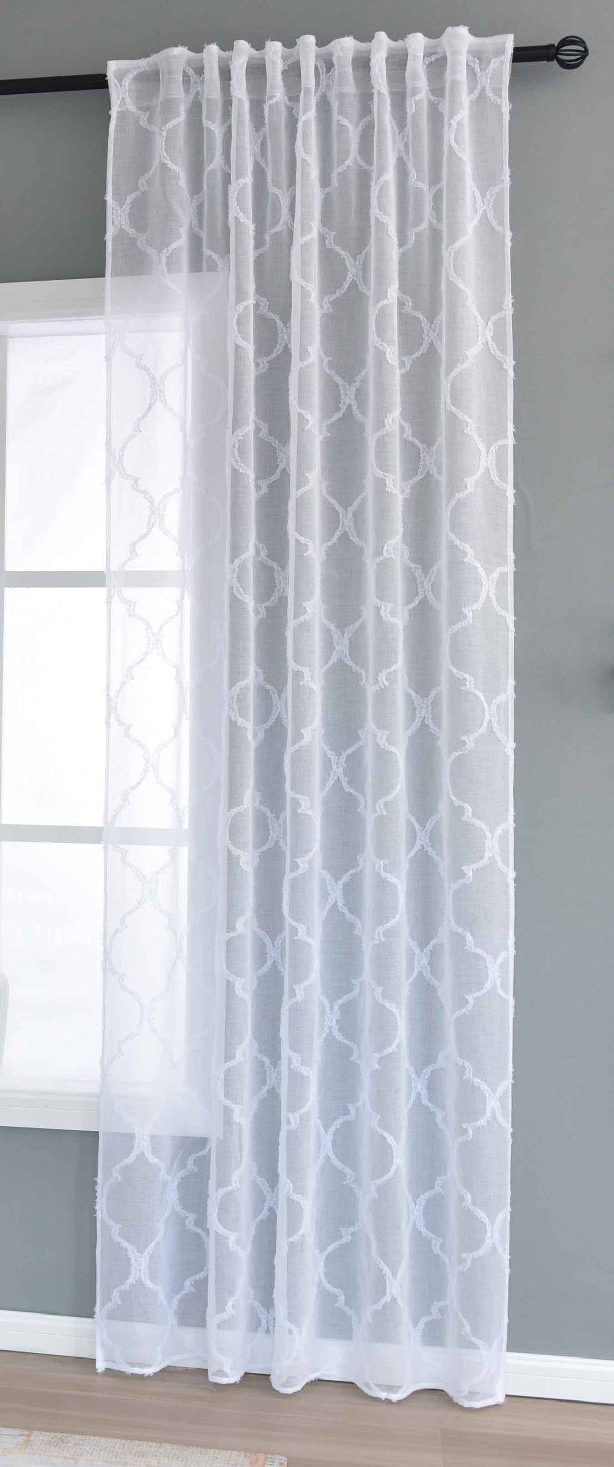 Gardine »VALENCIA« Multiband Aufhängung Scherli Transparent Leinen-Optik 2023400-408S Natur Lacework Gardinenschal 2023400-408Snatur_lacework | gerdinenbox.com