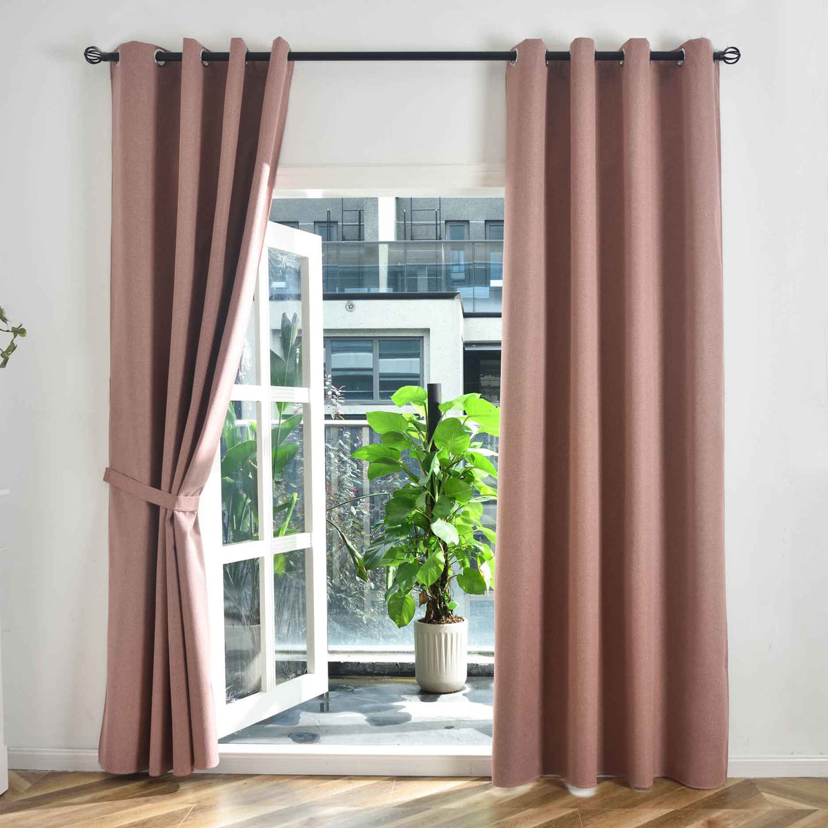 2er Set Verdunkelungsvorhänge Ösen Raffhalter 100% Verdunkelung Blackout »München Dark« Dreischichtige Bindung Fischgrätmuster 202410-2 Altrosa HxB 225x145 cm Vorhang 202410-2altrosa | gerdinenbox.com