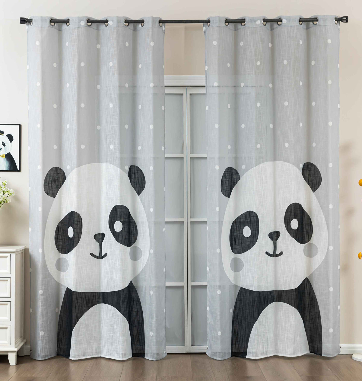 2er Set Vorhang Ösen Grobfaser »Seoul Collection« Digital Druck Ösen Linenlook-Struktur Halbransparent Blickdicht Gardinen Panda Vorhang 2024120-2panda_6514e4e5-eea7-4dad-b6dc-6ecb365aaf68 | gerdinenbox.com