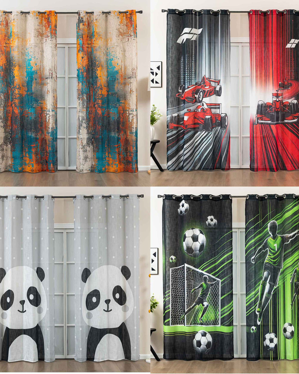 2er Set Vorhang Ösen Grobfaser »Seoul Collection« Digital Druck Ösen Linenlook-Struktur Halbransparent Blickdicht Gardinen Vorhang 2024120-2var | gerdinenbox.com