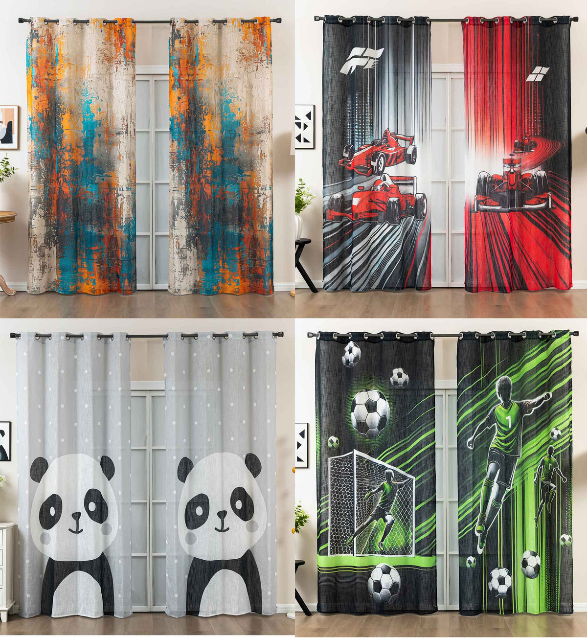 2er Set Vorhang Ösen Grobfaser »Seoul Collection« Digital Druck Ösen Linenlook-Struktur Halbransparent Blickdicht Gardinen Vorhang 2024120-2var | gerdinenbox.com