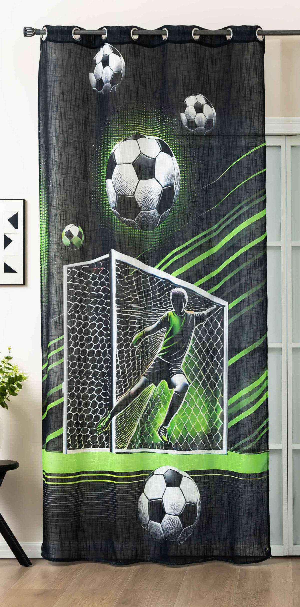 Vorhang Ösen Grobfaser »Seoul Collection« Digital Druck Ösen Gardinen Linenlook-Struktur Halbransparent Blickdicht 2024120 Fussball Tor Vorhang 2024120fussball_tor | gerdinenbox.com