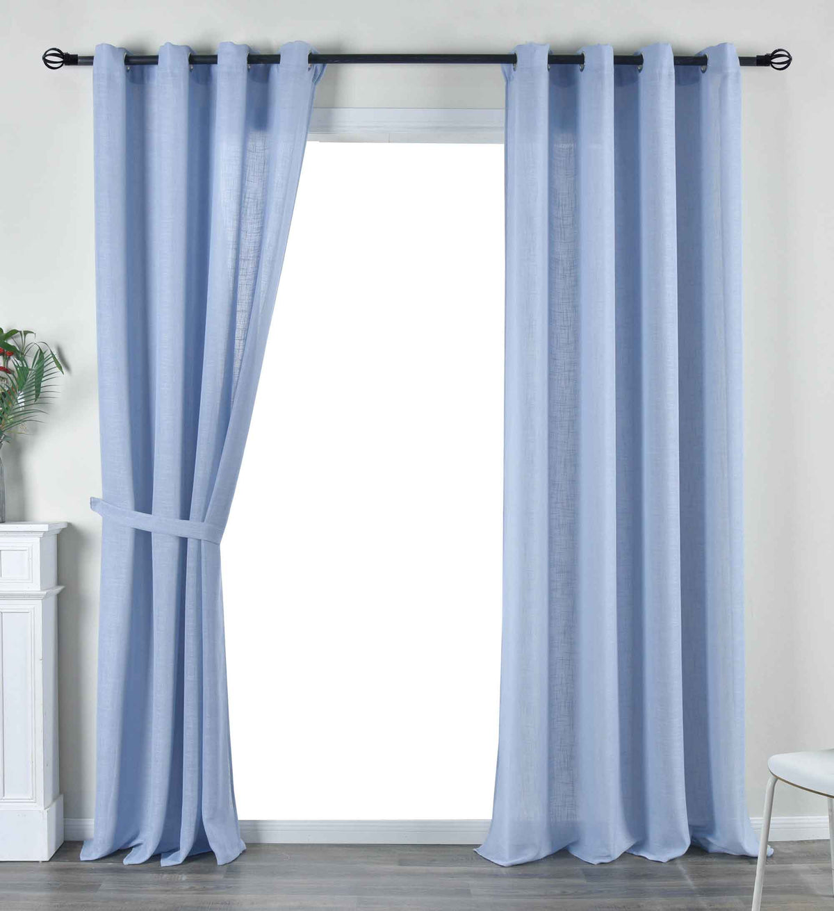 2er Set Vorhang Ösen »Essen« Cationic Raffhalter Leinenstruktur blickdicht lichtdurchlässig 210 g/m² 202430-2 Blau Vorhang Set 202430-2blau | gerdinenbox.com