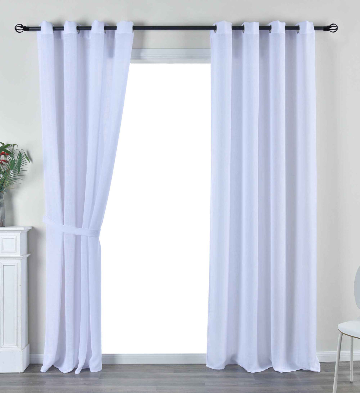 2er Set Vorhang Ösen »Essen« Cationic Raffhalter Leinenstruktur blickdicht lichtdurchlässig 210 g/m² 202430-2 Weiß Vorhang Set 202430-2weiss | gerdinenbox.com