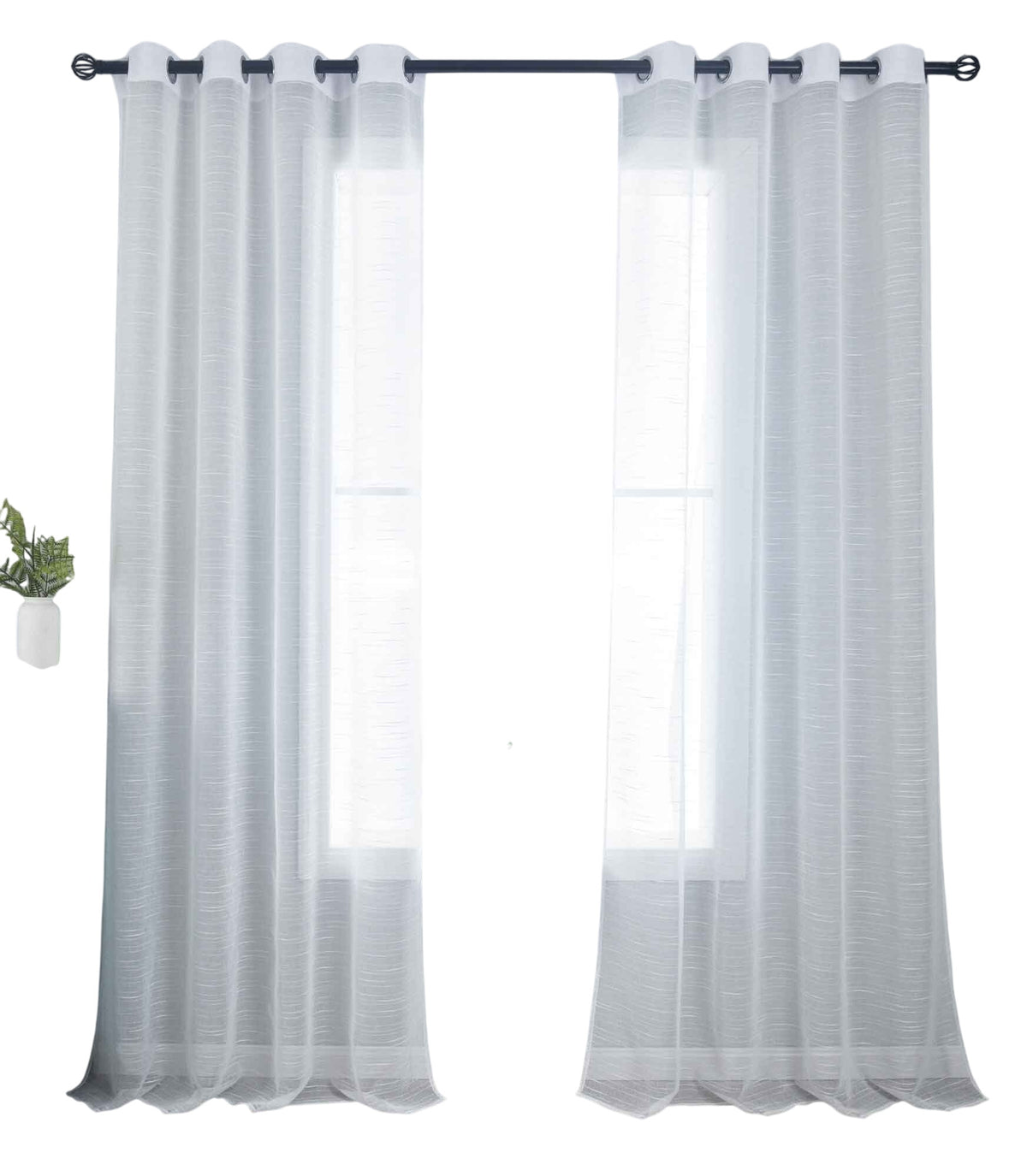 2er Set Gardinen »Dresden« Ösen HxB 245x135 cm Natur Raffhalter filigran leicht modern elegant Linienmuster 202440-2 Gardinenschal 202440-2natur-crop | gerdinenbox.com