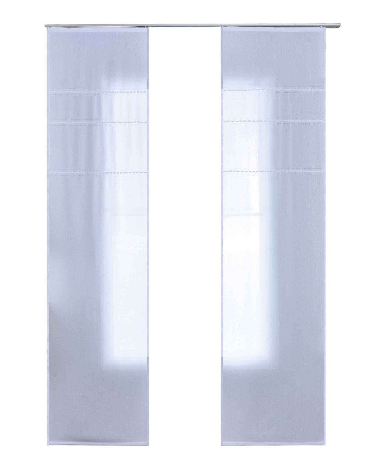 2er Set Halbtransparente Schiebegardinen mit Paneelwagen »Leipzig« Kettenmuster lichtdurchlässig elegante Struktur 202450P-2 Schiebegardine 202450P-2weiss-crop_d9d232a9-b123-4e3d-b474-d0a0eebc39dc | gerdinenbox.com