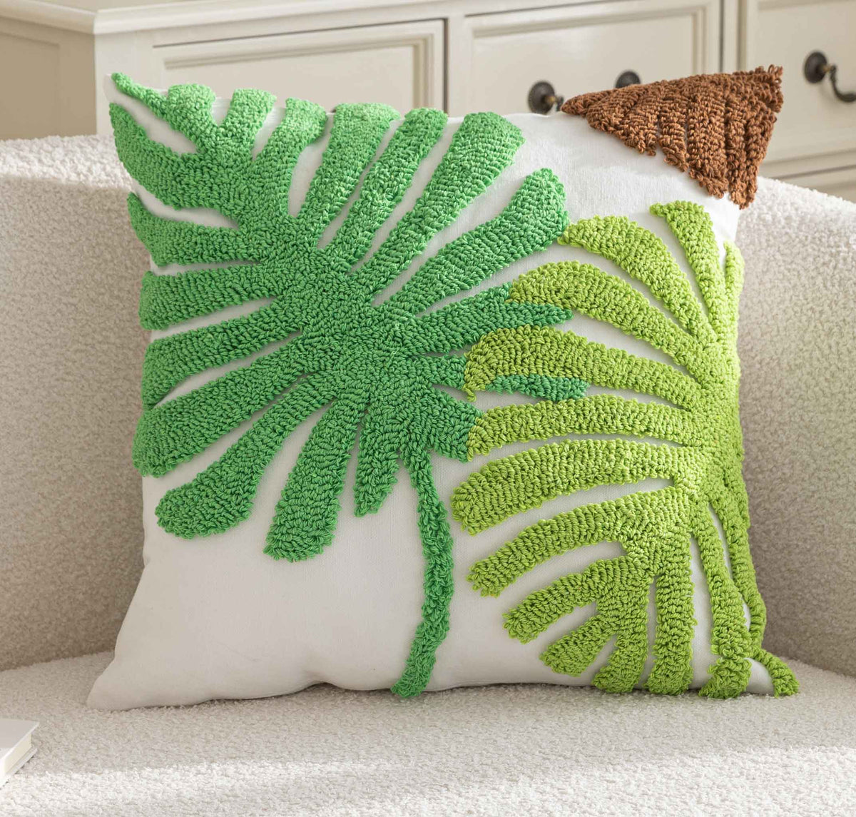 Kissenhülle »Cottbus« LxB 45x45 cm Grün Frottee-Stickerei 100% Baumwolle Monstera Blattmuster hochwertiger Leinenstoff 202490K Kissenhülle 202490Kgruen_e232d38f-682c-4d92-b0ba-346a22094dad | gerdinenbox.com