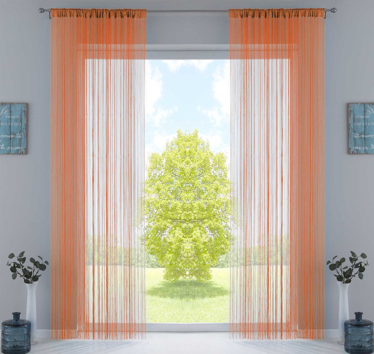 2er Set Fadengardine mit Tunneldurchzug und eingenähtem Kräuselband, geeignet für Gardinenstangen und Gardinenschienen Fadenvorhänge Fadenstores Raumteiler 20303CN2 Orange HxB 270x90 cm Fadengardine 20303CN2orange_348587b4-8a4d-47d8-a949-ab8fa797bf18 | gerdinenbox.com