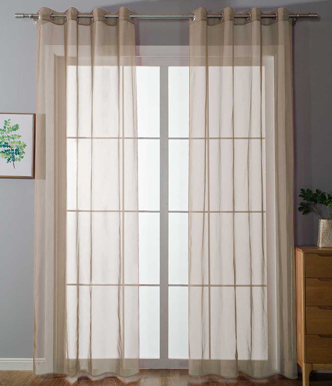 2er Set Ösenvorhänge Transparent »Uni« Gardine Stores Vorhang Ösen Bleibandabschluß Wohnzimmer 20332-cn2 Sand HxB 245x140 cm Gardinen Set 20332-cn2sand_ece30404-981f-45a8-aa78-32dda0f02f0a | gerdinenbox.com