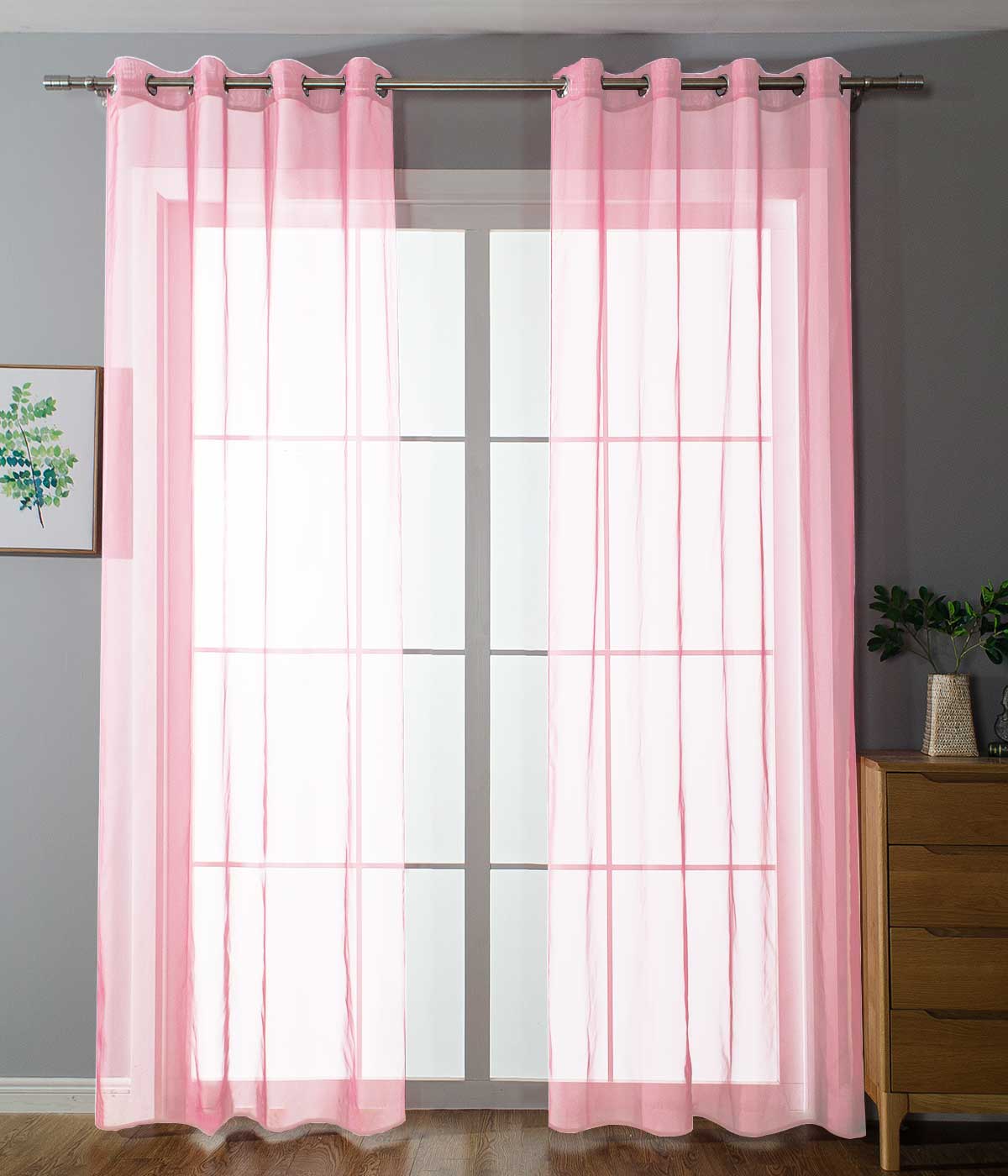 2er-Pack Ösen Gardinen Transparent Vorhang Set Wohnzimmer Voile Ösenvorhang Bleibandabschluß 203322 Hellrosa HxB 145x140 cm Gardinen Set 203322hellrosa | gerdinenbox.com