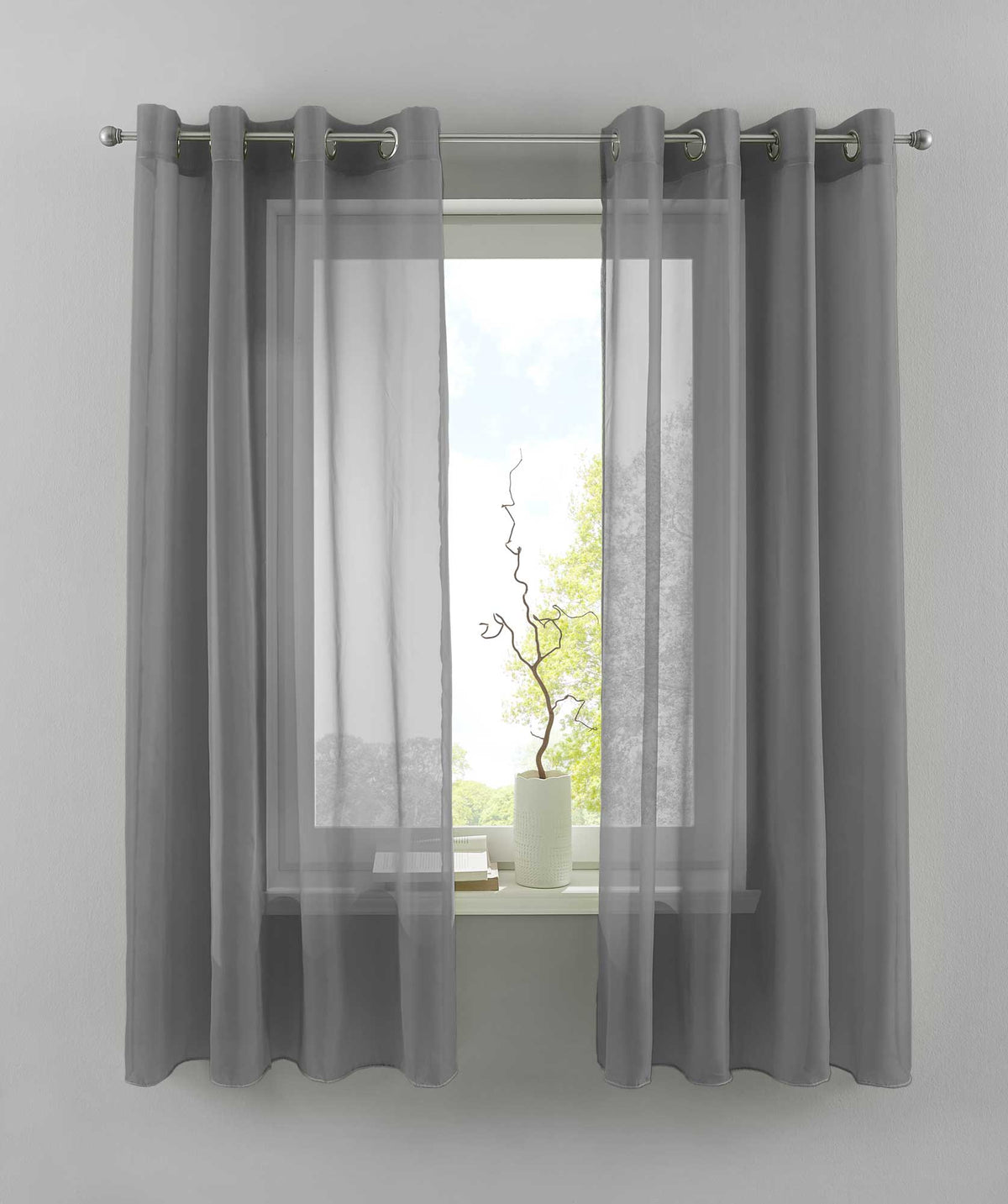 2er Set Ösengardinen Transparent »Basel« Gardine Bleiband Store Vorhang 20332TR2 Gardinen Set 20332TR2dunkelgrau-175 | gerdinenbox.com