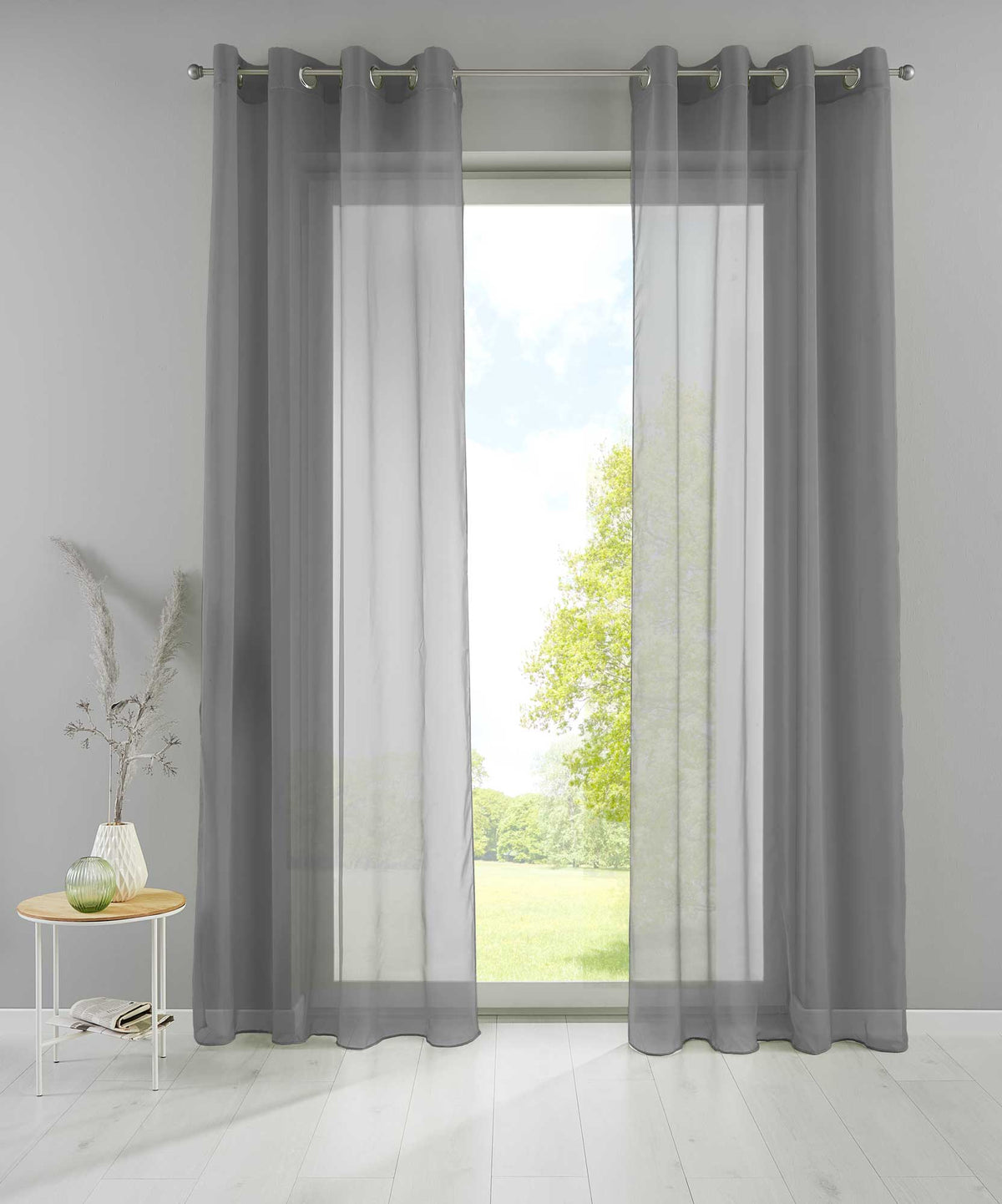 2er Set Ösengardinen Transparent »Basel« Gardine Bleiband Store Vorhang 20332TR2 Dunkelgrau HxB 225x140 cm Gardinen Set 20332TR2dunkelgrau_f500e082-f0da-433a-88a3-896650765bfa | gerdinenbox.com