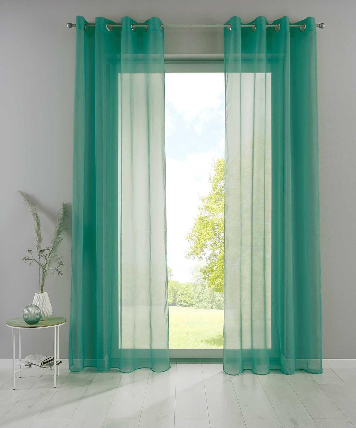 2er Set Ösengardinen Transparent »Basel« Gardine Bleiband Store Vorhang 20332TR2 Petrol HxB 245x140 cm Gardinen Set 20332TR2petrol_d903467d-c416-42db-accf-8ccb324dea8b | gerdinenbox.com