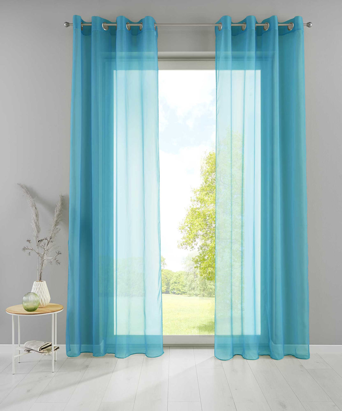 2er Set Ösengardinen Transparent »Basel« Gardine Bleiband Store Vorhang 20332TR2 Gardinen Set 20332TR2petrol_f2ee1738-8730-4243-9525-5b8fc88f43d4 | gerdinenbox.com