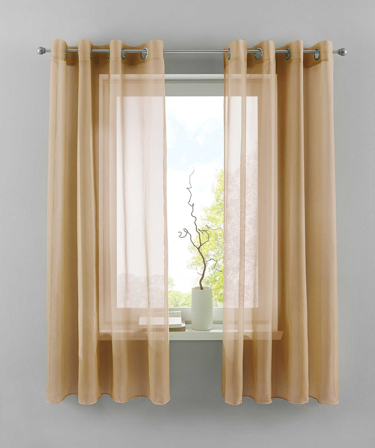 2er Set Ösengardinen Transparent »Basel« Gardine Bleiband Store Vorhang 20332TR2 Sand HxB 175x140 cm Gardinen Set 20332TR2sand-175_259c3454-dae7-49d0-afff-9434038a65db | gerdinenbox.com