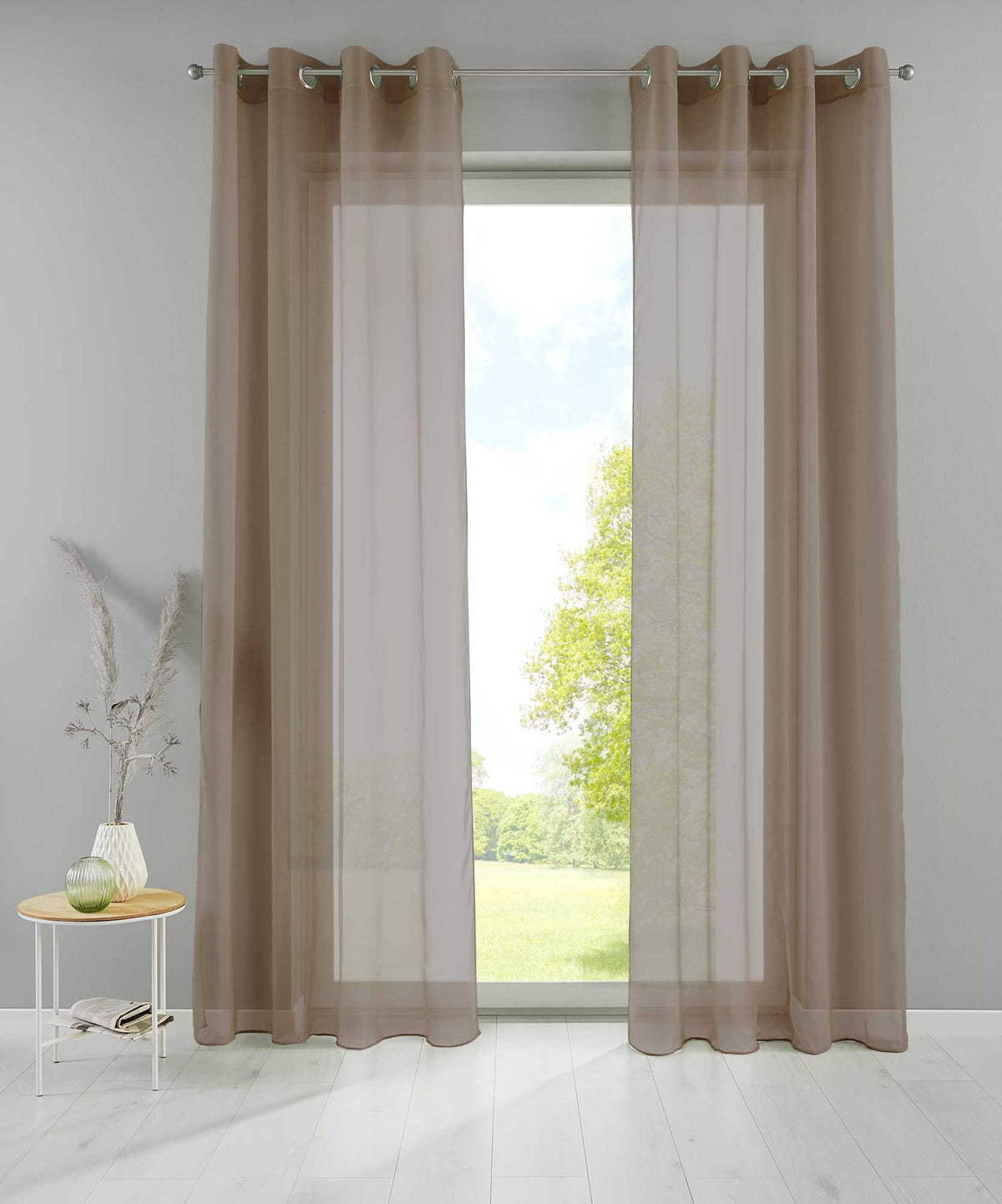 2er Set Ösengardinen Transparent »Basel« Gardine Bleiband Store Vorhang 20332TR2 Gardinen Set 20332TR2taupe_d543f632-f157-4343-9683-46a8a4e2a7be | gerdinenbox.com