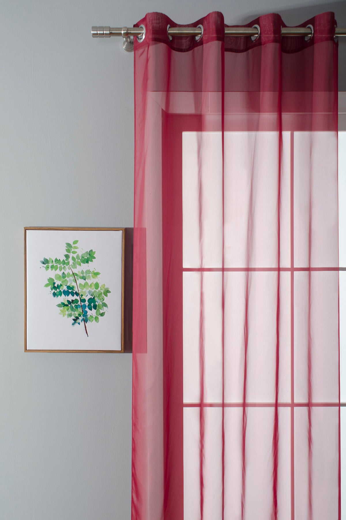 2er-Pack Ösen Gardinen Transparent Vorhang Set Wohnzimmer Voile Ösenvorhang Bleibandabschluß 203322 Gardinen Set 20332_bordeaux_2 | gerdinenbox.com
