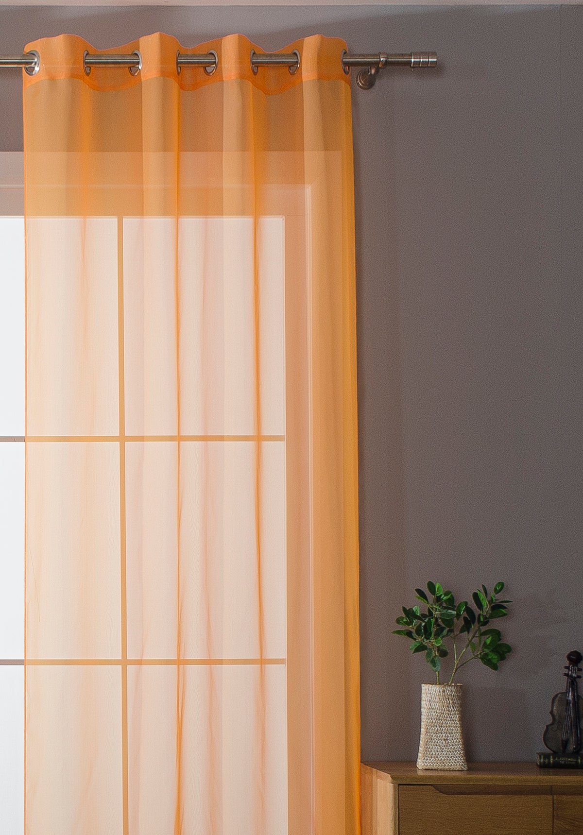 2er-Pack Ösen Gardinen Transparent Vorhang Set Wohnzimmer Voile Ösenvorhang Bleibandabschluß 203322 Gardinen Set 20332_orange_2 | gerdinenbox.com