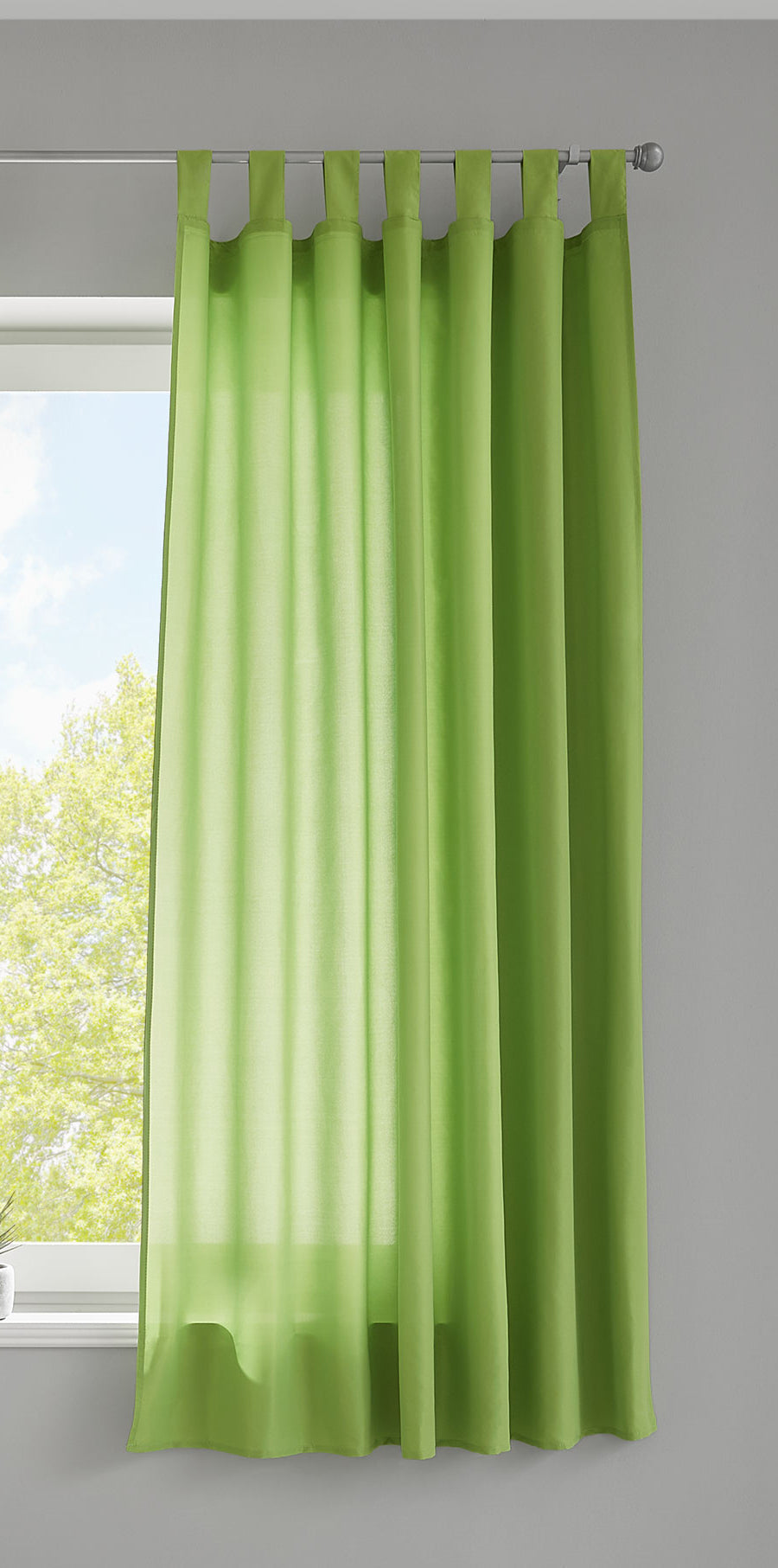 1er Set Vorhang Schal Schlaufen »Berlin« Microsatin Lichtdurchlässig Kräuselband Uni Matt 20400N Apfelgrün HxB 175x140 cm Gardinenschal 20400Napfelgruen-175_2 | gerdinenbox.com