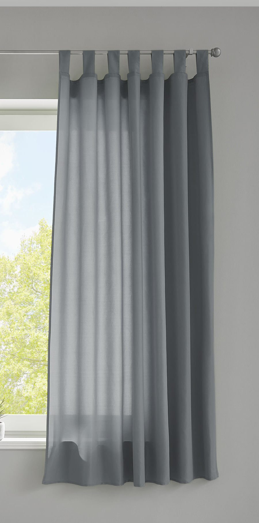 1er Set Vorhang Schal Schlaufen »Berlin« Microsatin Lichtdurchlässig Kräuselband Uni Matt 20400N Grau HxB 175x140 cm Gardinenschal 20400Ngrau-175_2 | gerdinenbox.com