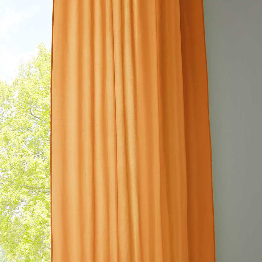 1er Set Vorhang Schal Schlaufen »Berlin« Microsatin Lichtdurchlässig Kräuselband Uni Matt 20400N Orange HxB 245x140 cm Gardinenschal 20400Norange | gerdinenbox.com