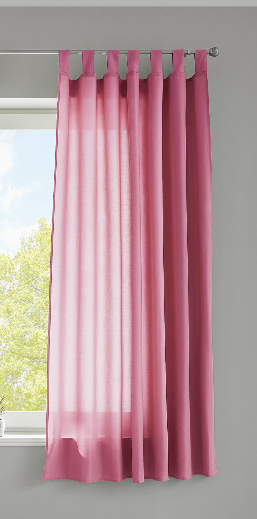 1er Set Vorhang Schal Schlaufen »Berlin« Microsatin Lichtdurchlässig Kräuselband Uni Matt 20400N Pink HxB 175x140 cm Gardinenschal 20400Npink-175_2 | gerdinenbox.com