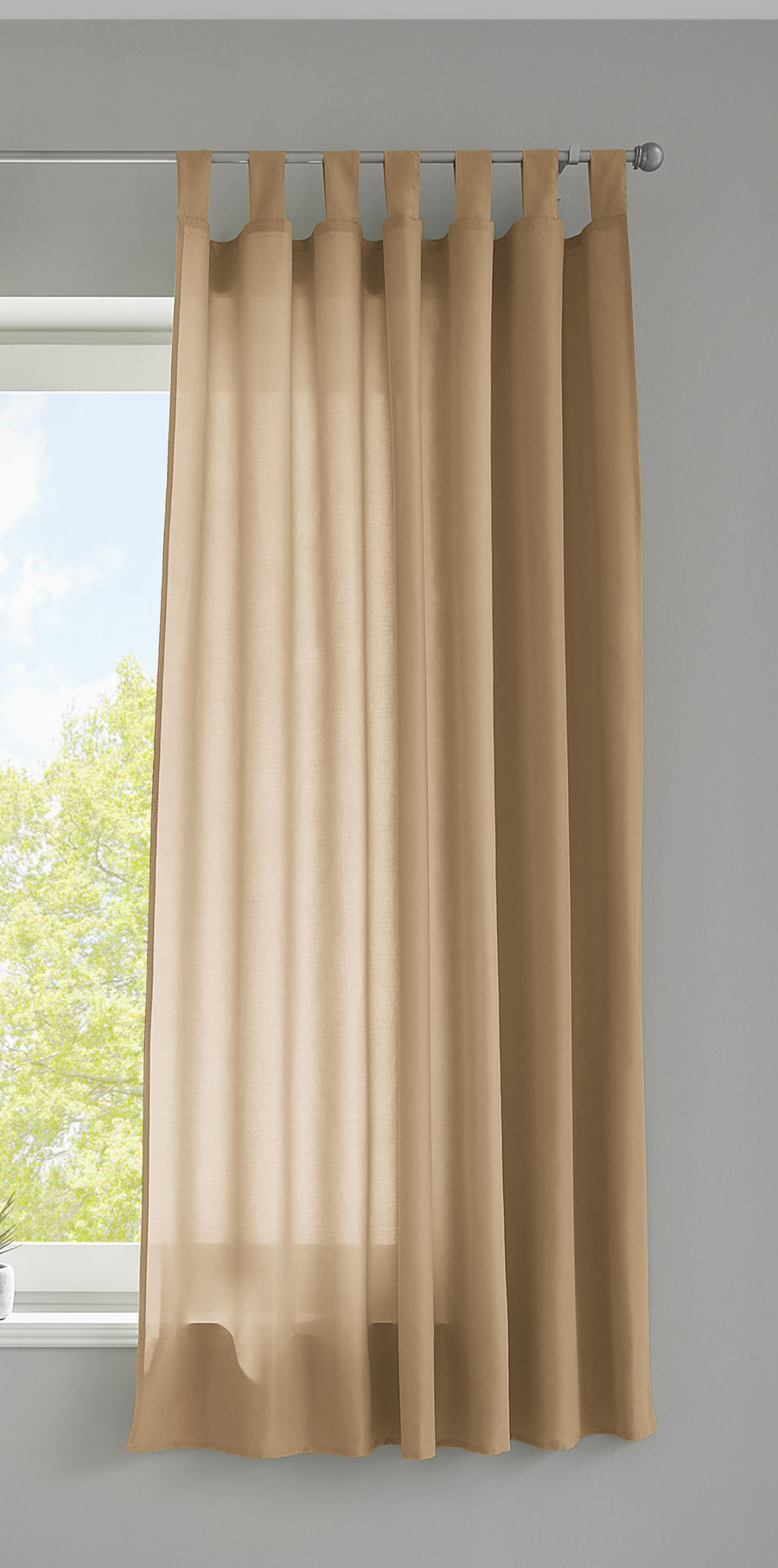 1er Set Vorhang Schal Schlaufen »Berlin« Microsatin Lichtdurchlässig Kräuselband Uni Matt 20400N Sand HxB 175x140 cm Gardinenschal 20400Nsand-175_2 | gerdinenbox.com